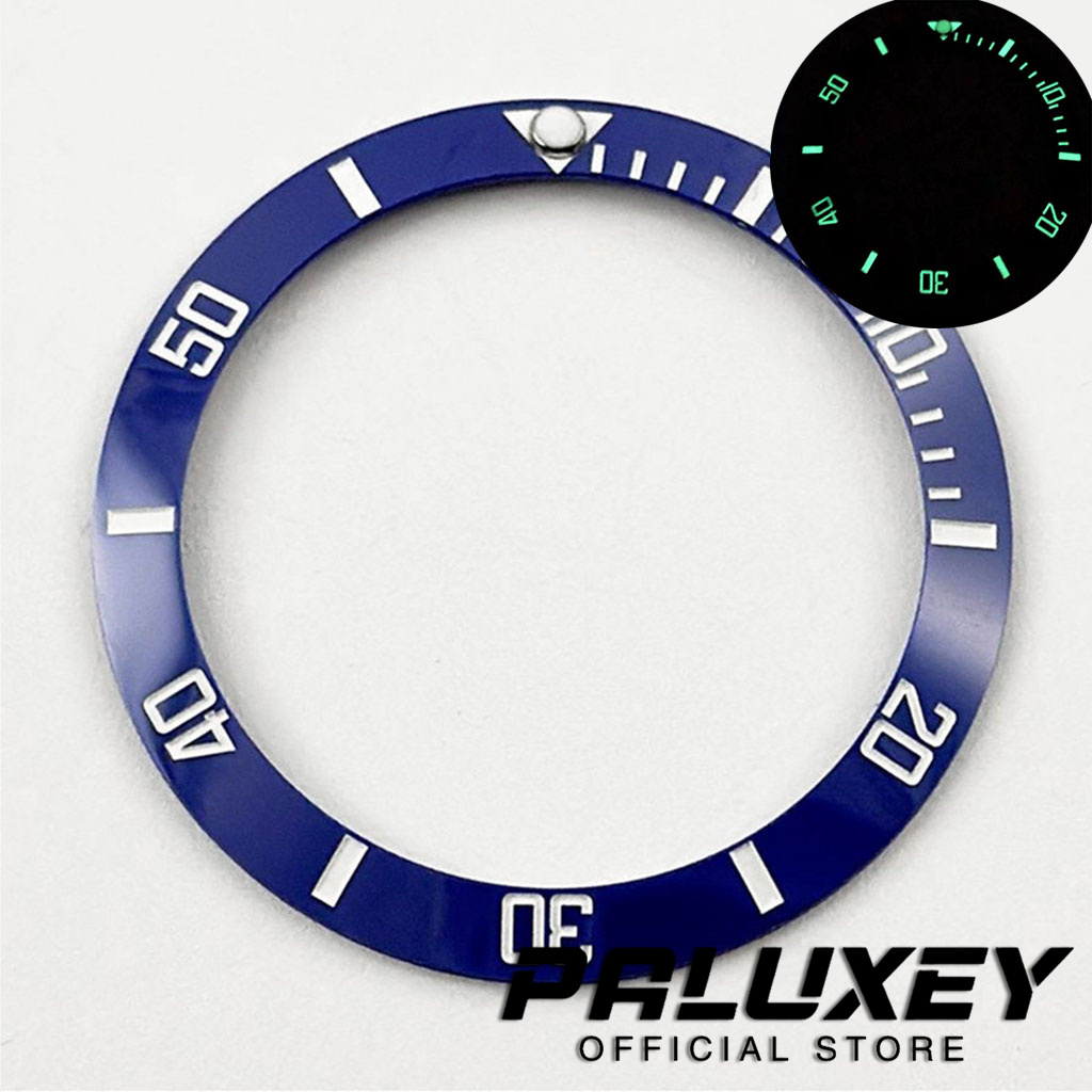 Blue BGW9 Lume C3 Lume 38MM Luminous Black Blue Green Ceramics Bezel Sloping Diving Watch Insert Fit Sub Watch Case Insert Ring: Brown