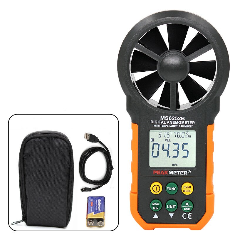 MS6252A/MS6252B Industrial LCD Digital Anemometer Thermometer Anemometro Wind Speed Air Velocity Humidity Measuring With Usb