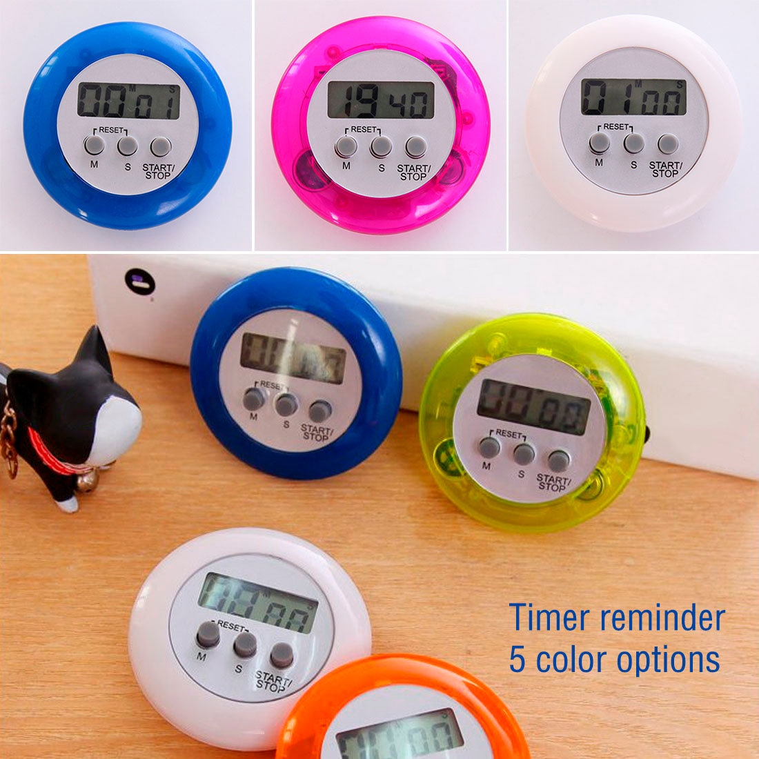 Practical Multi Plastic Kitchen Timer Round Electronic Timer Countdown Timers Kitchen Mini Timer