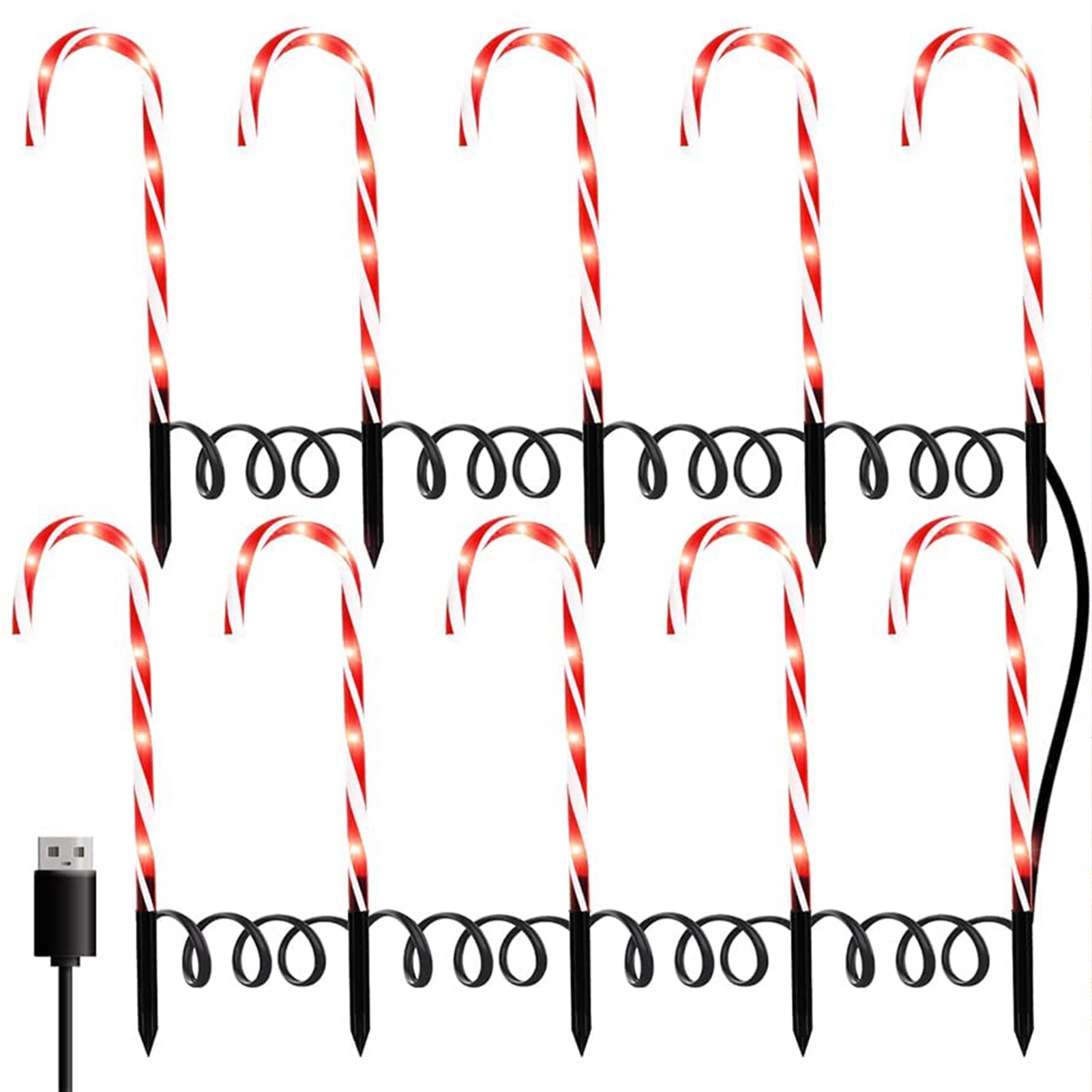 Christmas Pathway Candy Cane Walkway Light Stake Lamp Outdoor Yard Decorative Light SEC88