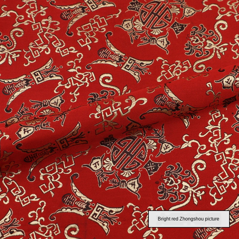 Kinesisk silke imitation brokade jacquard stof stof cheongsam kostume formel kjole materiale hylster tøjpose diy klud: 4