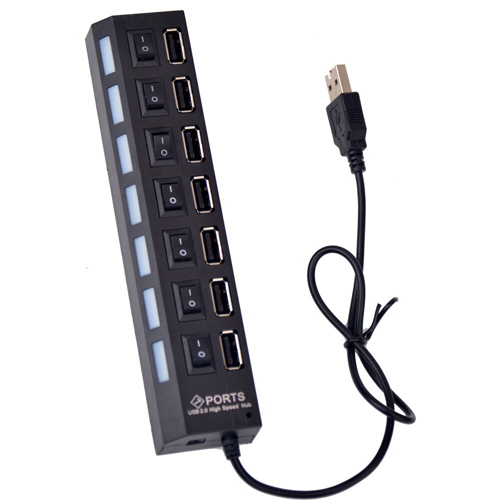 LIGHTAILING Weiß/Schwarz USB Hub Mit 7 Usb Häfen Und Batterie Kasten Für Block einstellen Spielzeug LED Licht Bausatz: schwarz