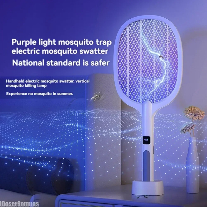 2025 4000 V Elektrische Muggenracket Oplaadbare Afneembare Handheld Auto Swat-modus Type-C Oplaadbare Elektrische Vliegenmepper