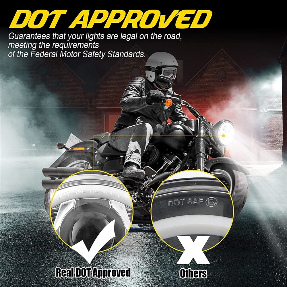 Phare de moto H4 LED rond 7 pouces, pour 93-08 Ducati Monster 1000 600 Halo anneau Amver pour jeep TJ Touring Lada 4x4 Yamaha Niva