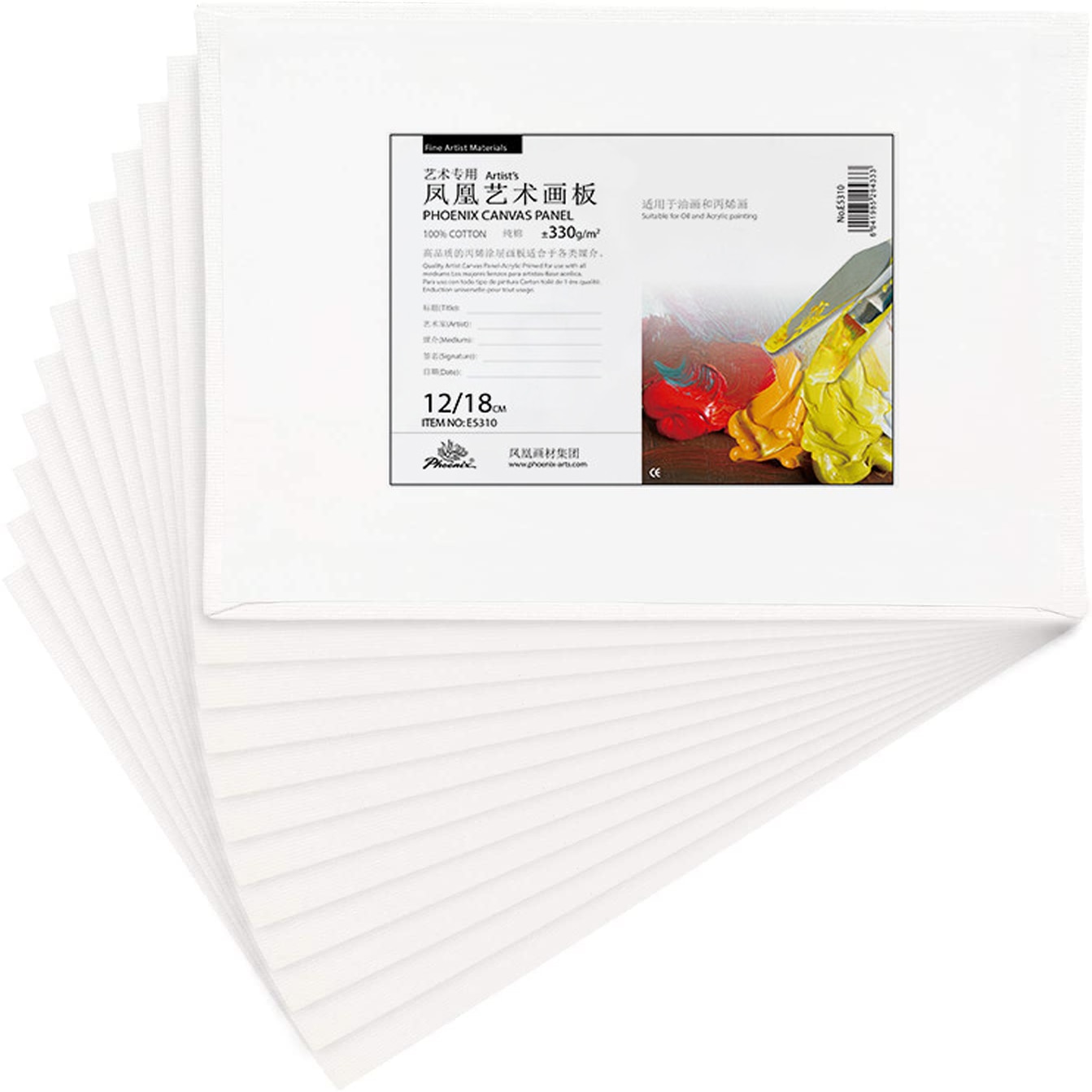 6Pcs/Lot PHOENIX Artist Painting Canvas Panels Triple Primed Cotton Multi Size Canvas Boards for Oil & Acrylic Paint Drawing