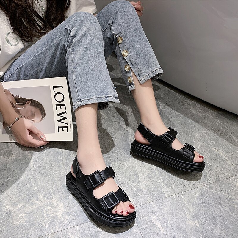 Heel Flat Sandal Shoe Female Sandals Comfort Shoes for Women Leather Summer Beach Casual Shoes Woman Sandal