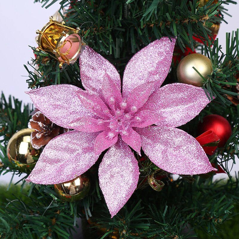 15cm paillettes fleur de soie artificielle grande tête de fleur ornements d'arbre de noël bricolage Scrapbooking décoration pour le nouvel an décor de noël: F