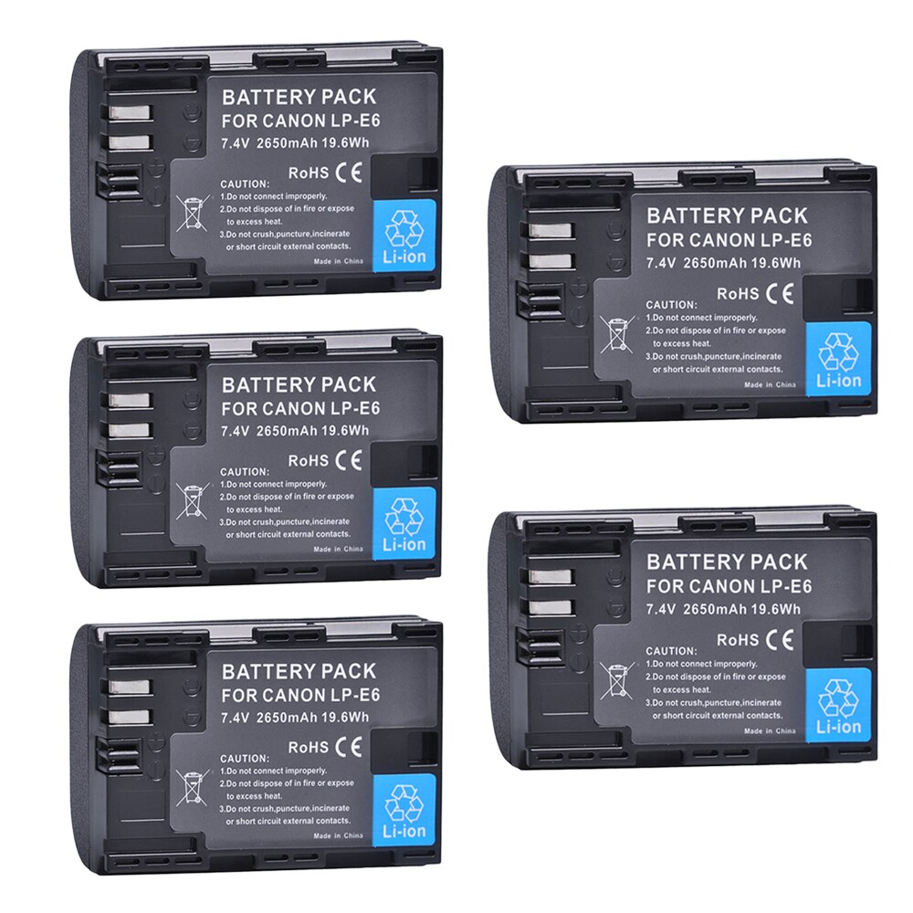 Batmax 2650Mah LP-E6 LPE6 E6 Batterij + Lcd Dual Usb Oplader Voor Canon Eos 5DS R 5D Mark Ii 5D Mark Iii 6D 7D 80D 90D Eos 5DS R: 5 battery