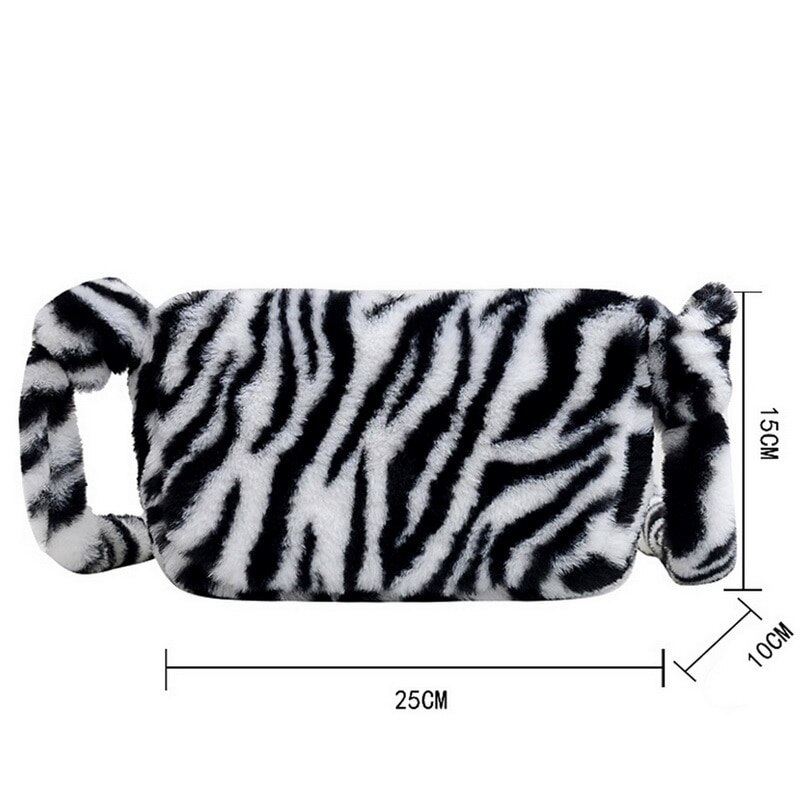Pluizige dames handtas kleine luipaardprint crossbody tas dames pluche zachte casual schoudertas сумка женск