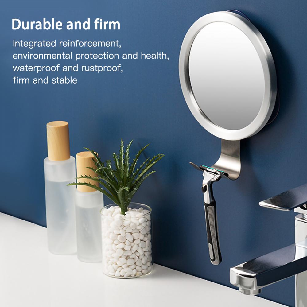 Stainless Steel Anti Fog Shower Mirror Bathroom Shaving Mirror wall Vanity Makeup Mirror Bathroom Supplies With Suction Cup Hoo
