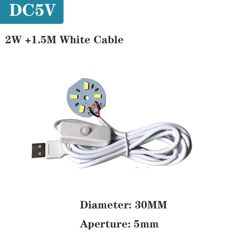 1 pièces DC5V puces LED à intensité variable SMD5730 lampe à LED USB variateur 2W 3W 5W 10W 30W panneau lumineux blanc lumière chaude avec câble de commutation marche/arrêt: 2-2.4 v / BLANC