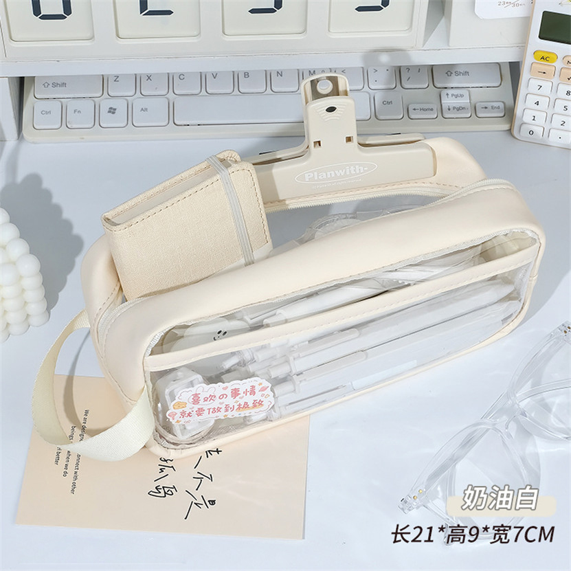 Transparent Pencil Case Trousse Portable Pencil Box Kawaii Fournitures Scolaire Waterproof School Pen Case Papeterie Japonaise: Mixed Color