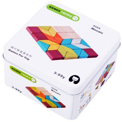 Scatola di Ferro da viaggio Per Bambini Prima Educazione Giocattolo Di Puzzle Blocchi di Costruzione di Giocattoli Giroscopio Sollievo Gioco Blocchi di Legno 3C Configurare Per I Bambini: Puzzle
