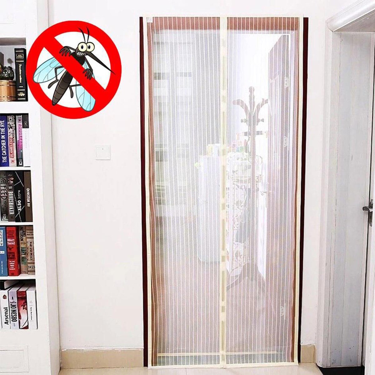 Magnetic Fly Screen Door, Automatic Fly Insect Screen Door with Powerful Magnets Full Frame Magic Tape for Balcony Sliding