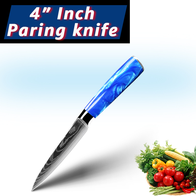 Kitchen Chef Knife Santoku Japanese Knife 7CR17 High Carbon Stainless Steel Damascus Drawing Meat Vegetable Knives: 3.5 inch paring