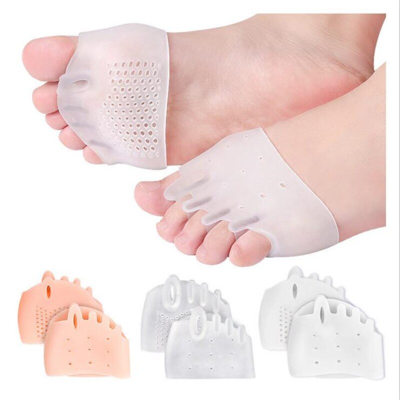 Plantillas de silicona para el antepié, separador de dedos, alivio del dolor de zapatos, Corrector de Hallux Valgus, cojín de Gel, calcetines de protección