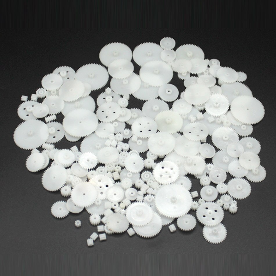 200 stuks/set gemengde kunststof tandwielmotor aandrijftandwiel 0.5 matrijzen diy handgemaakte speelgoedaccessoires