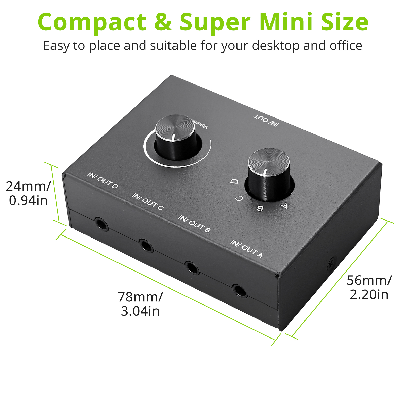 4-Wege/2-Wege 3,5 mm Stereo-Audio--Umschalter Bidirektionaler Audio--Umschalter-Splitter-Kasten 2 in 1 aus 4 in 1 aus mit Stummschalttaste