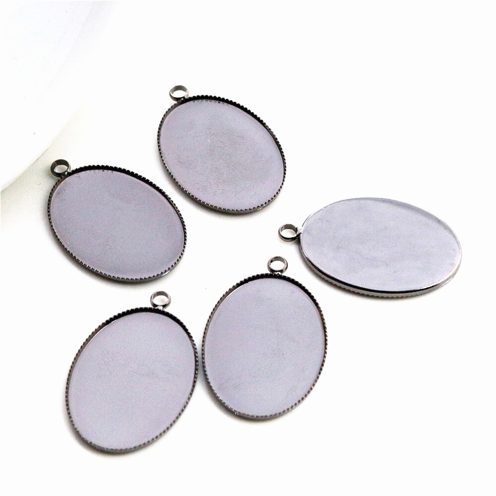 10 Pcs 18X25 Mm 6 Kleuren Plated Copper Oval Tand Cabochon Base Cameo Instellingen Cabochon Cameo base: Gun Black