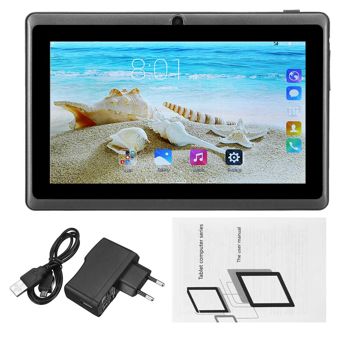 Hight Digital Tablets 7 inch HD 1080x600 2+16g quad-core Processor Android 8.0 dual cameras With 4000mAh: Black