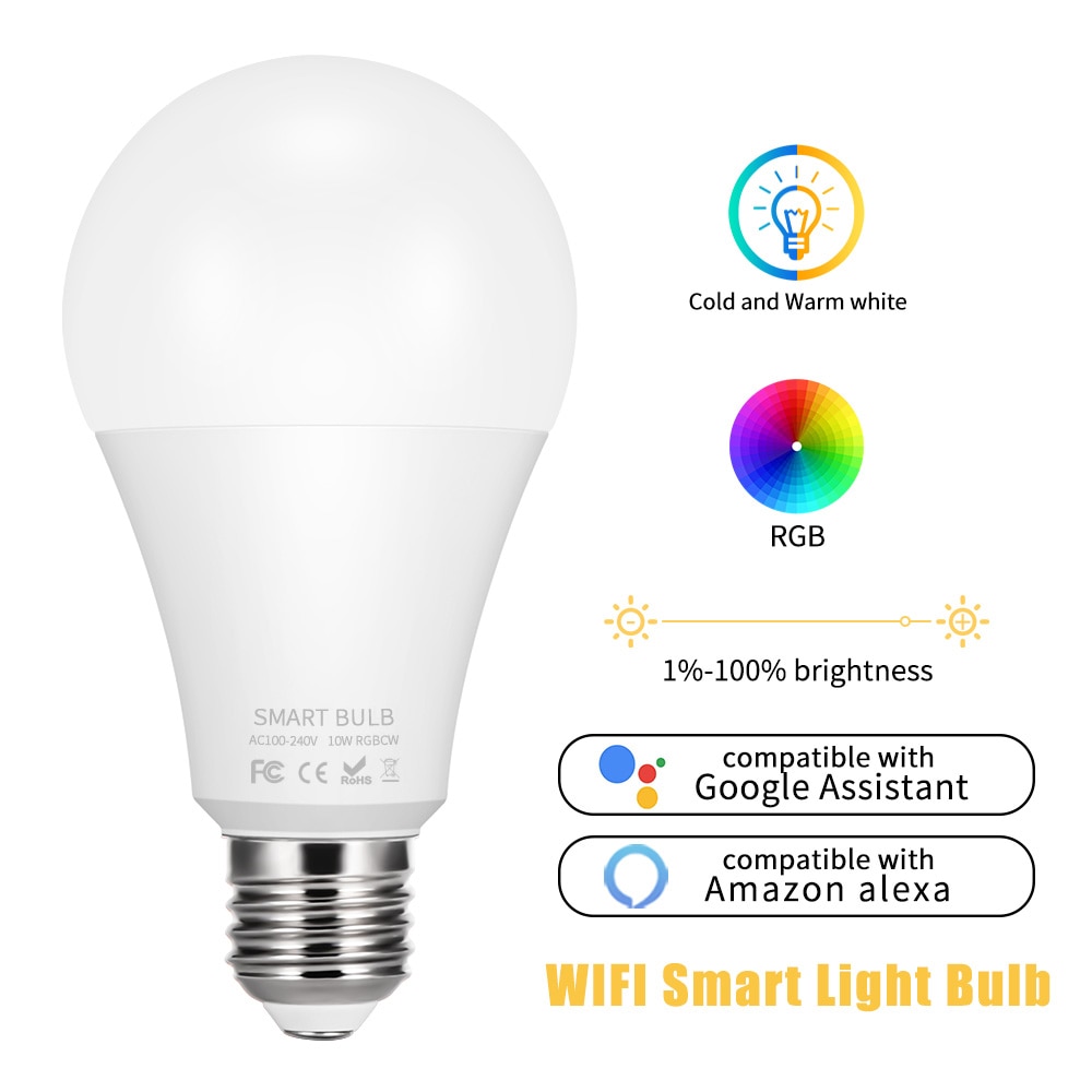 Multiple-Color Wifi Smart Dimmable LED Bulb App Operate Alexa Google Assistant Voice Control Wake Up Smart Lamp Night Light
