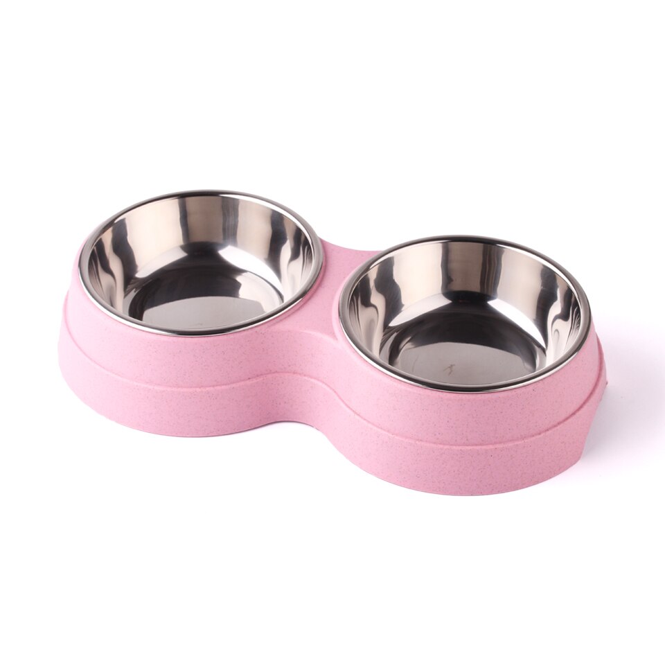 Double Dog Cat Bowls Food Feeding Water Bowl for Cats and Small Dogs Premium Stainless Steel Pet Bowls Easily Wipe Clean: Pink A