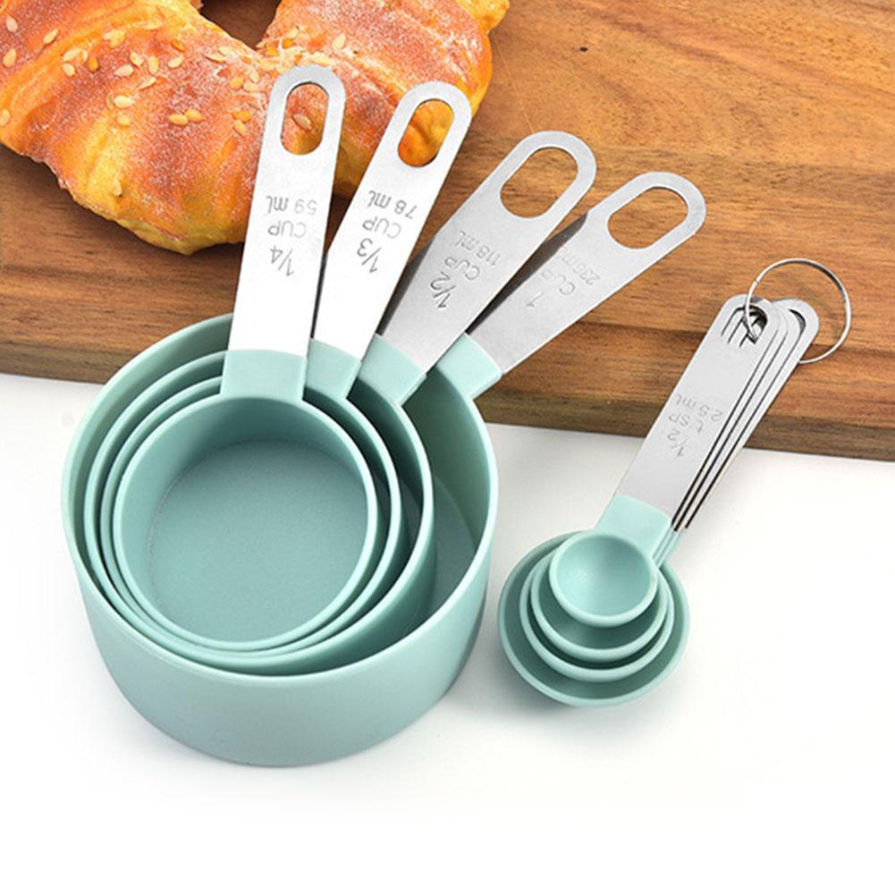 4-piece Plastic Measuring Spoon Stainless Steel Measuring Cup Spoon Baking Set Spoon Measuring With Scale Measuring Tools L2S5