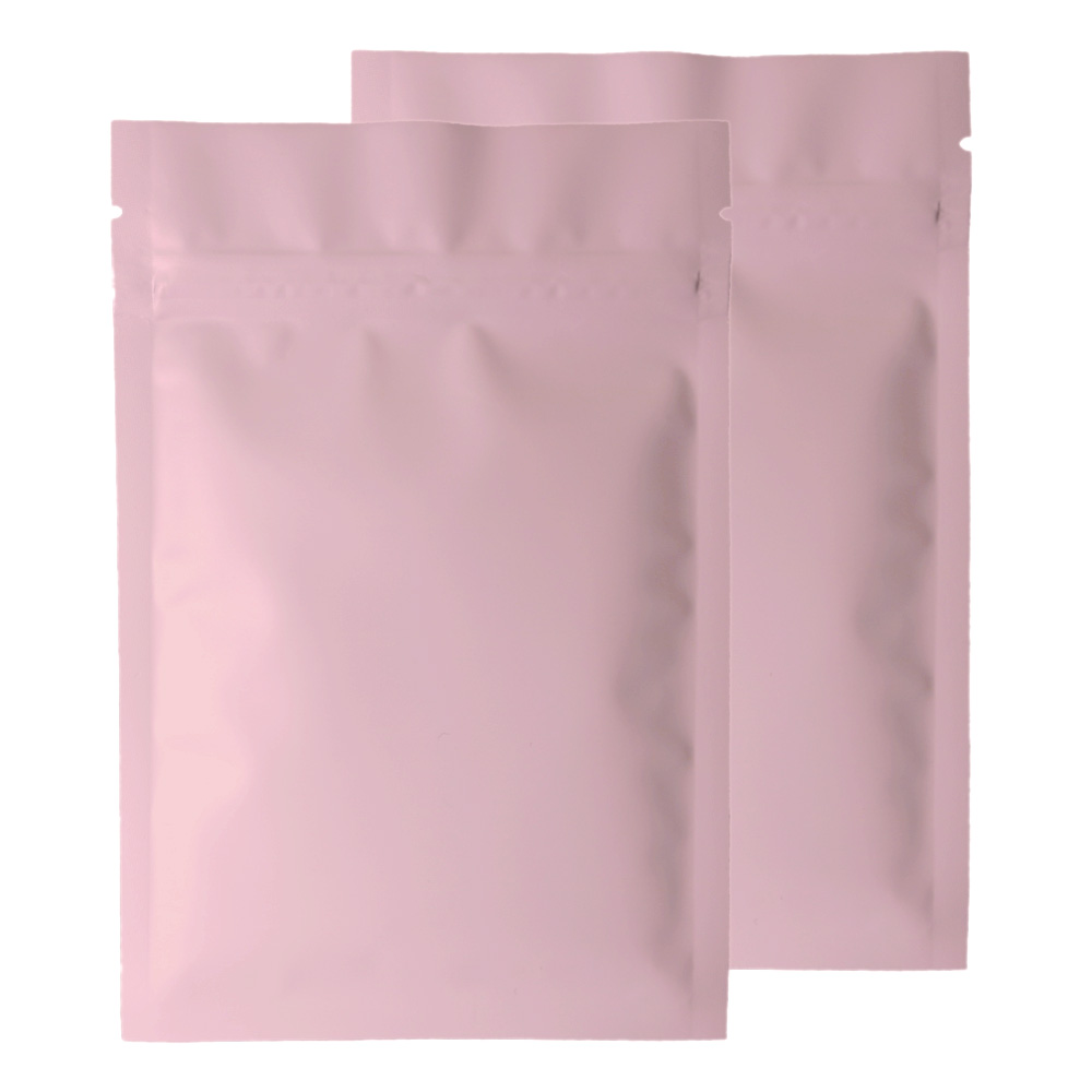 Eco-friendly Matte Pink Plastic Bags Heat Seal Aluminum Foil Mylar Zip Lock Pouches Smell Proof Food Packaging Bags W/Tear Notch: S