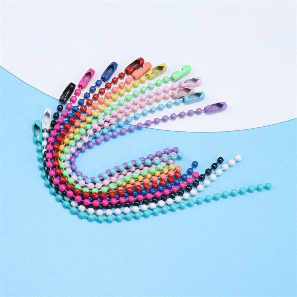 20 sztuk/paczka Multicolor metalowa kula łańcuszki z koralików Spry malowane breloczki klucz wisiorki złącze dla DIY brelok tworzenia biżuterii