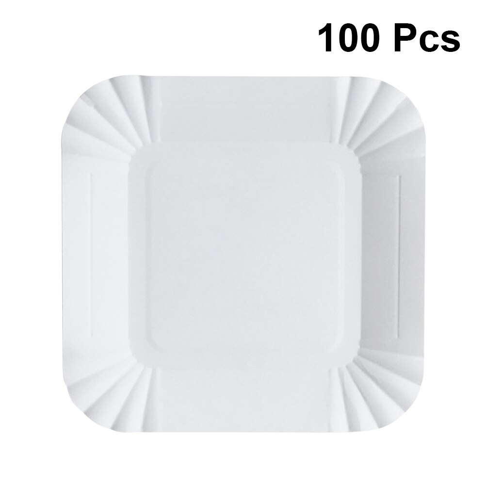 100 stuks Platen Opslag Praktische Veilig Vierkante Papieren Borden Wegwerp Platen voor Fruit Dessert Taart Snacks