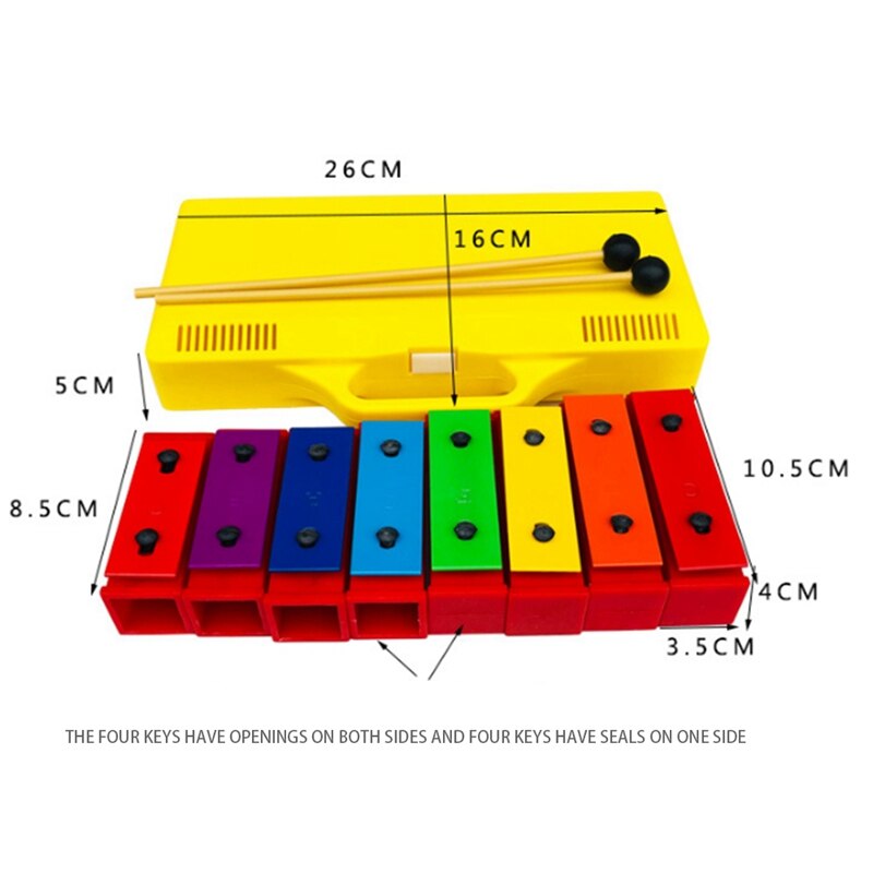 8 Notes Chromatische Xylofoon Glockenspiel Resonator Bells Met Geel Case