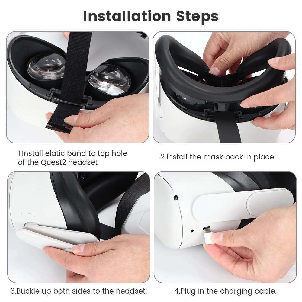Quest 2 VR Headset Strap Adjustable Elite Strap With Battery Pack for Oculus Quest 2 VR Accessories Devices Storage Case