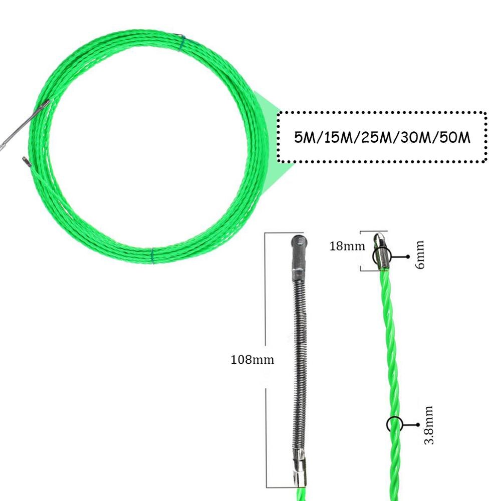 5m/15m/25m/30m/50m 4mm Fiberglass Cable Push Pullers Duct Rodder Fish Tape Wire Fish Draw Tape Electrical Cable Puller