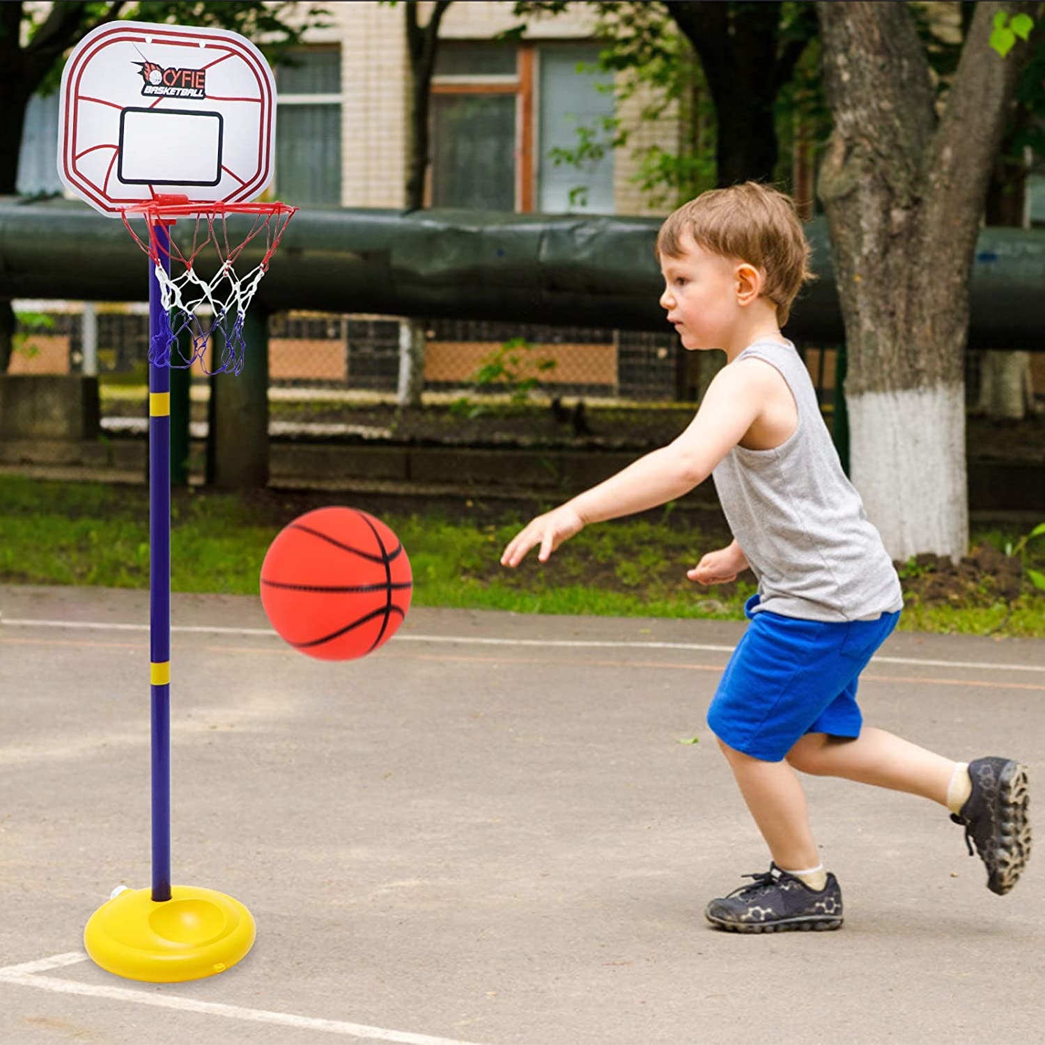 Kids Basketbal Hoepel Peuters Speelgoed Voor 1-3 Jaar Oude Jongen Meisje Verstelbare Hoogte Basketbal Set Indoor Outdoor Basketbal game