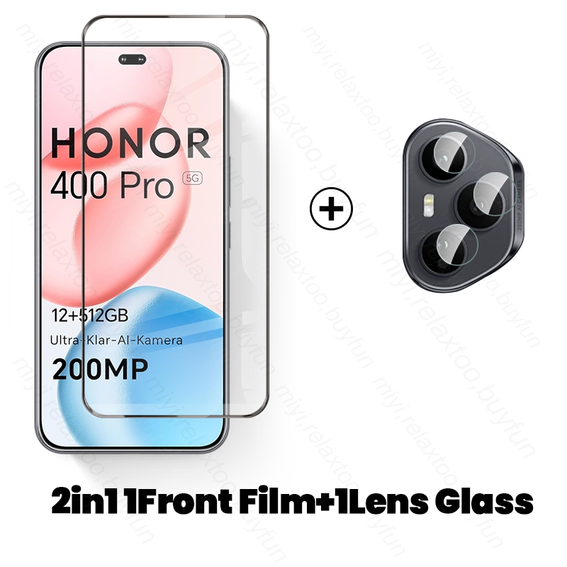 Protector de pantalla de vidrio templado curvo 6 en 1 9D para Honor 400 Pro 5G, cristal Protector de cámara en Honor400Pro Honor400 Honer 400: ROSE / Paquete 18