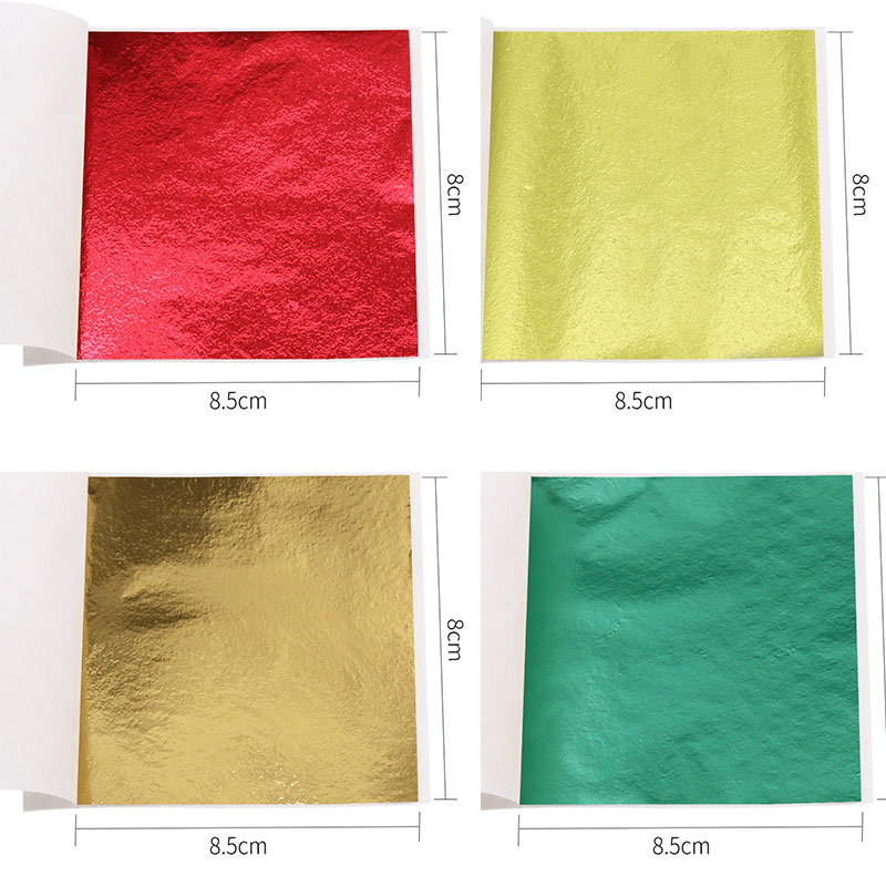 100 stk /10 farver sæt imiteret bladguld ark foliefarvet indpakningspapir til gør-det-selv kunst forsyninger håndværk forgyldt negle dekoration