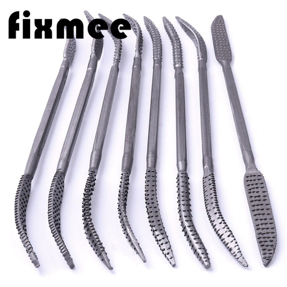 Râpe à bois pour fusil à Double extrémité, jeu de limes pour fusil grossier de 190mm avec pochette, 8 pièces