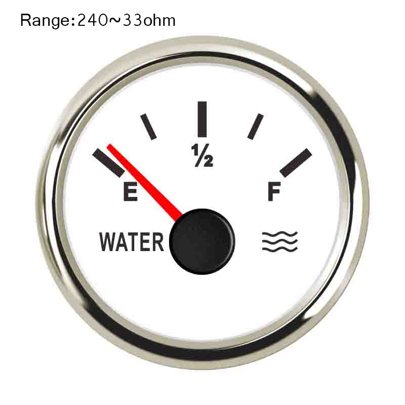 0~190 ohm / 240~33 ohm Boat Water Level Gauge 52 mm Stainless Steel Car Water Tank Level Indicator for Marine Car Accessories: White Silver 240 ohm