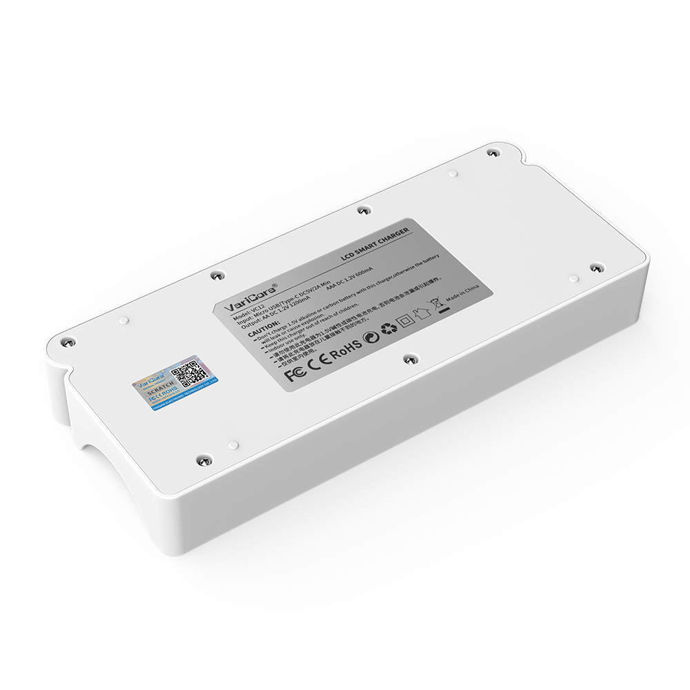 VariCore Neues intelligentes 12-Slot-Ladegerät VC12 Typ C speziell für 1,2 V AA/AAA Ni-MH/Ni-CD-Akku