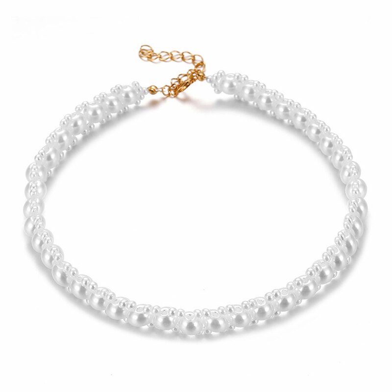 Hvid perle blomst choker halskæder til kvinder hjerte sommerfugl halskæde krystal kort kæde smykker bryllup: 1558e