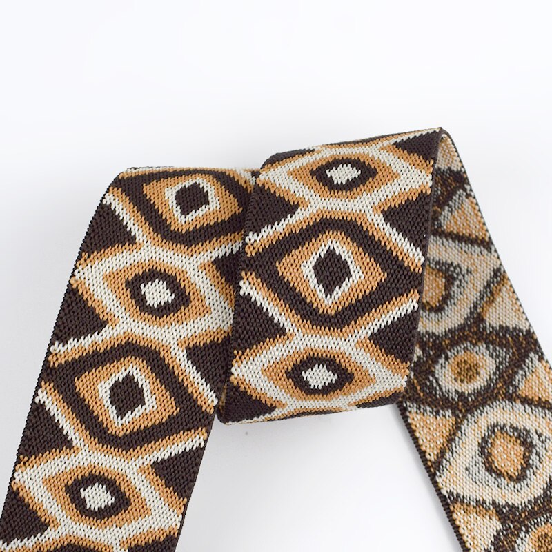 Meetee 2/5M 25/40/50Mm Etnische Polyester Elastische Band Broek Skrit Riem Rubber Lente singels Diy Kleding Strap Naaien Accessoire: Coffee / 25mm / 2Meters