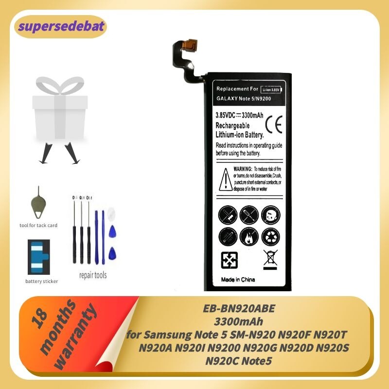 Supersedebat Voor Samsung Note 5 Batterij SM-N920 N920F N920T N920A N920I N9200 N920G N920D N920S N920C Project Noble Note5 + gereedschap