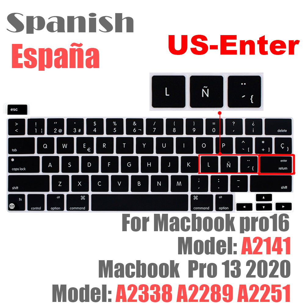 SDYIGOE Laptop Tastatur Schutzhülle für Macbook Pro13 M1 A2338/A2289/A2251 Tastatur Abdeckung für Macbook pro16 a2141 Neue: US Spain