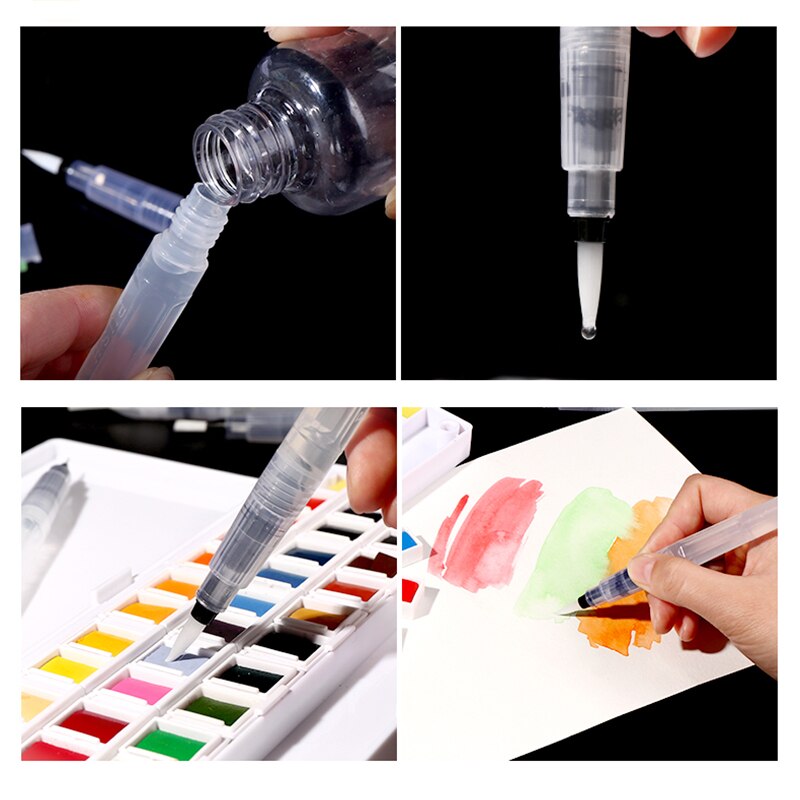1/3/6 pelices recarregáveis pincel de tinta água cor escova de tinta macia aquarela caneta para pintura calígrafo arte suprimentos desenho