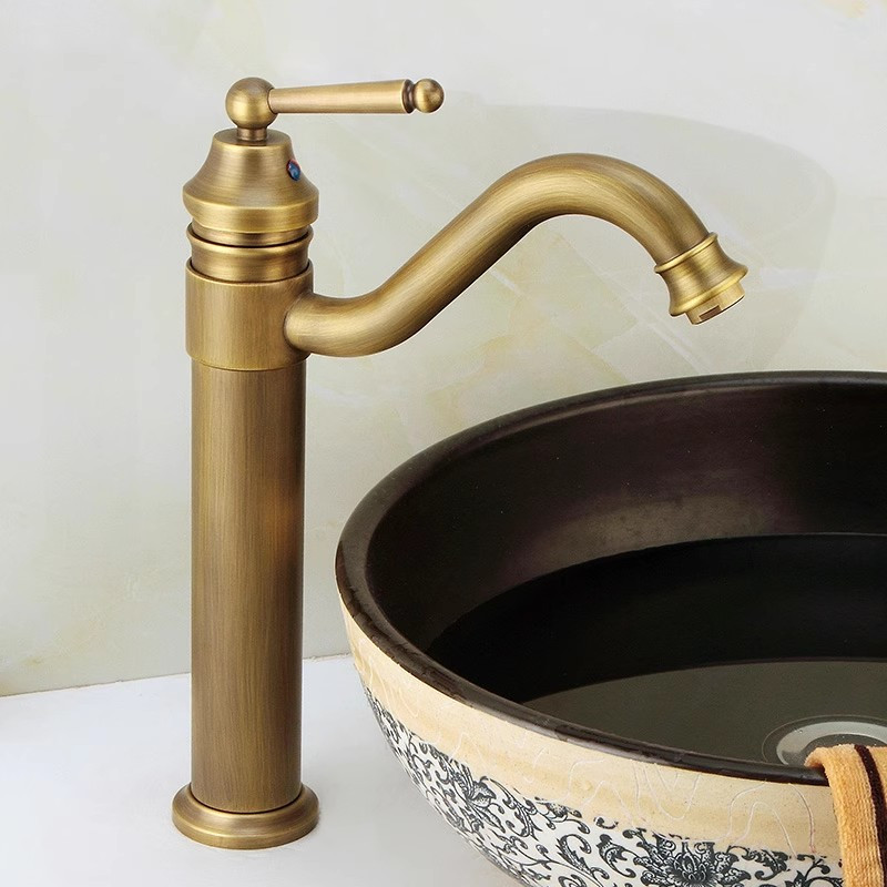 Wastafel Kranen Antiek Brons Badkamer Kraan Warm & Koud Messing Badkamer Wastafel Kraan Dek Gemonteerd Lavotory Kraan Mixer Waterkraan
