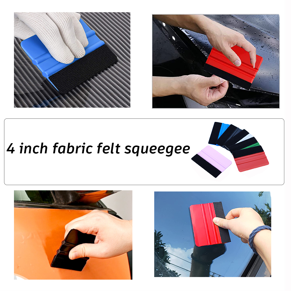 TOFAR 10Pack Vinyl Squeegee with Fabric Felt Buffers Car Wrap Tinting Film Install Tool Window Spatula Decal Stickers Scraper