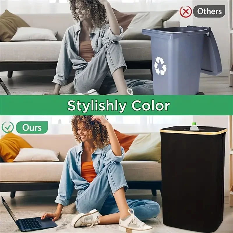 100L keukenrecyclingbak en opbergzakken, keukenrecyclusbak, flesrecyclusbak met grote capaciteit en verwijderbare draagtassen,