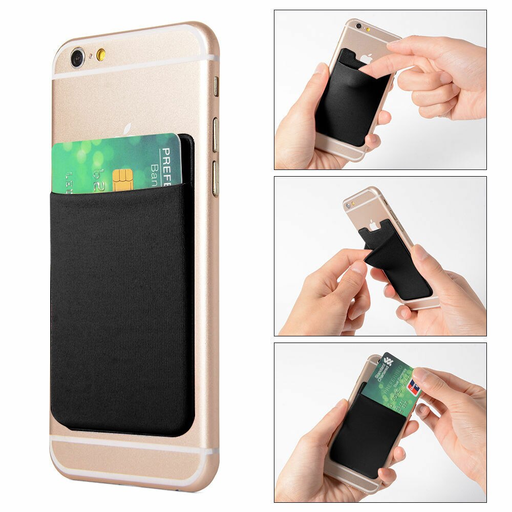 Universal- dauerhaft Lycra Klebstoff Aufkleber Zurück Abdeckung Karte Halfter Beutel Für iPhone Samsung Alle Smartphones