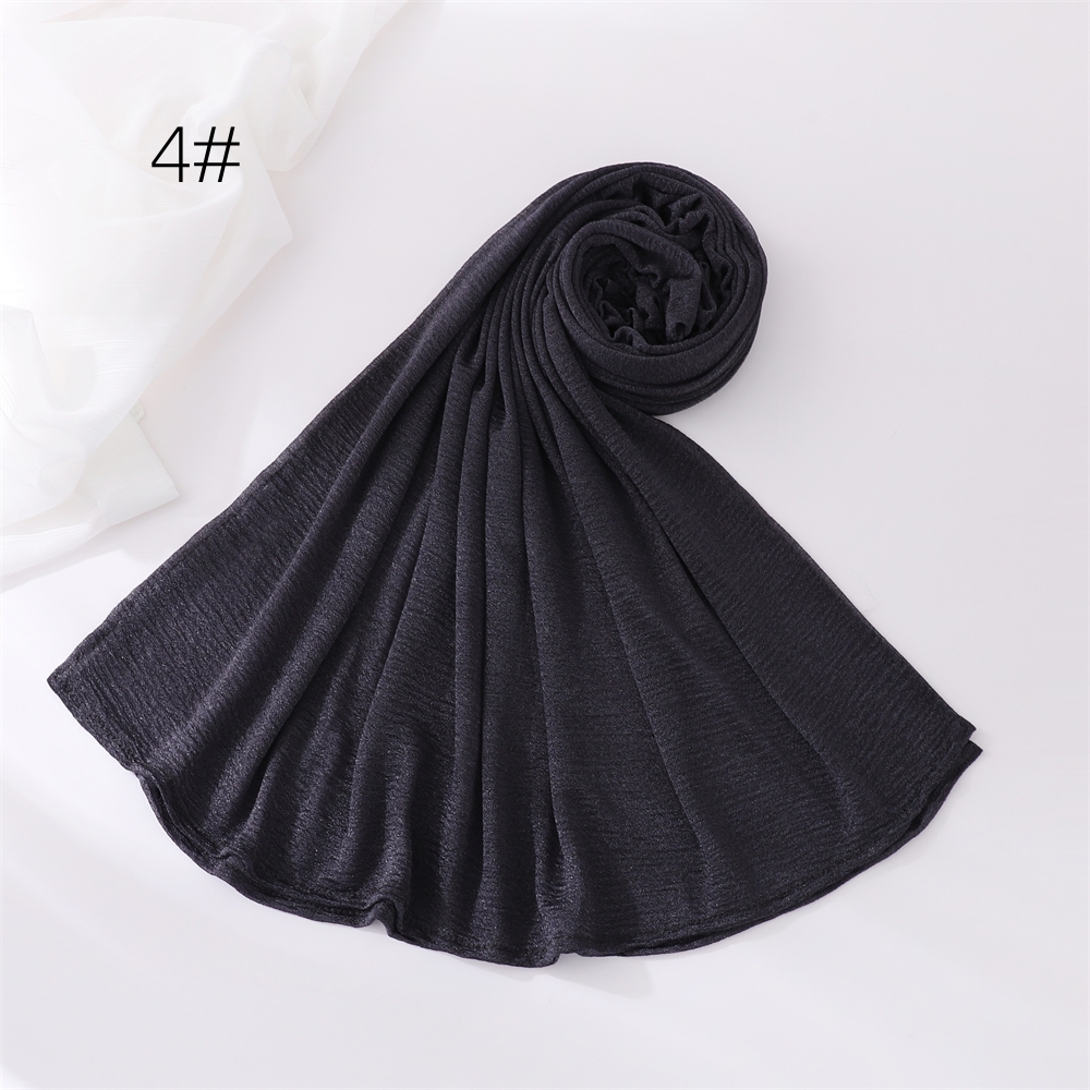 Crinkle Moslim Hijaabs voor Vrouwen Sjaal Dunne Effen Sjaals Femme Musulman Zachte Rayon Hoofddoek Rimpel Islamitische Tulband Hoofdband: Licht Koffie