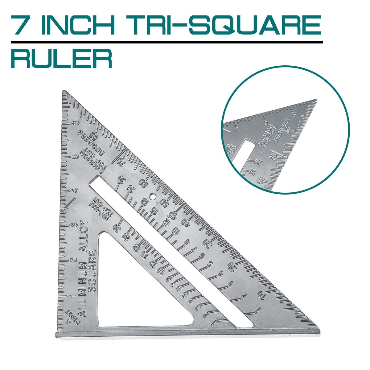 7 Inch Measuring Ruler Aluminum Alloy Speed Square Roofing Triangle Angle Protractor Trammel Woodworking Measuring Tools